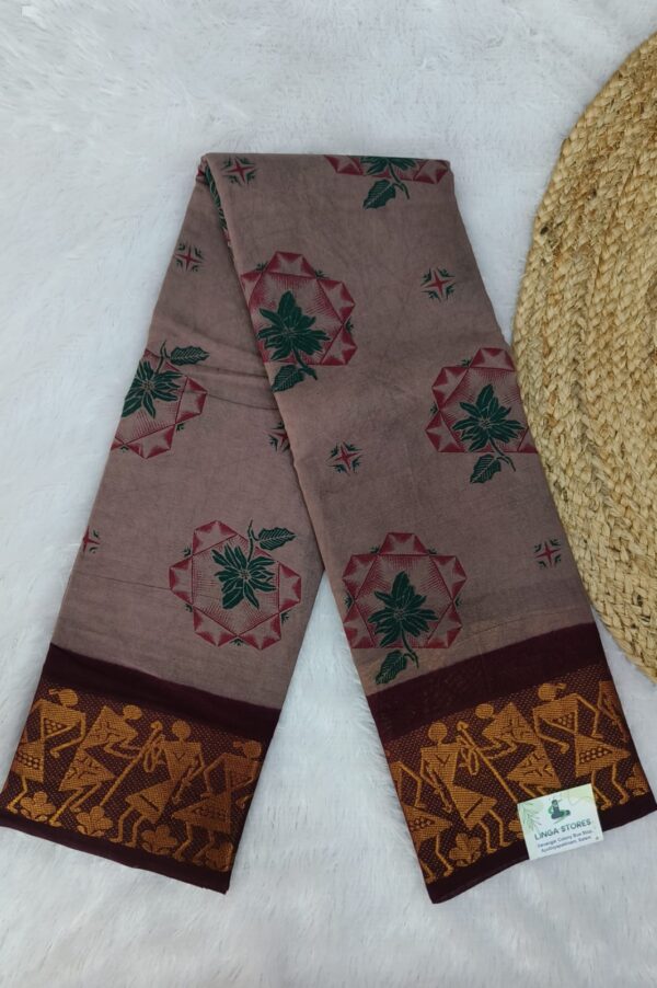 brown Cotton Sungadi Sarees