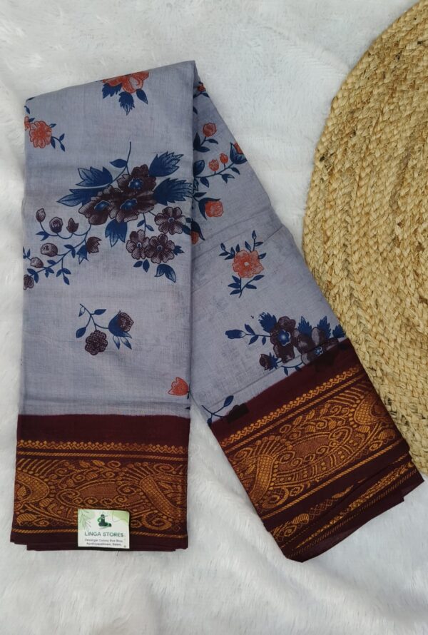 Gray Cotton Sungadi Sarees