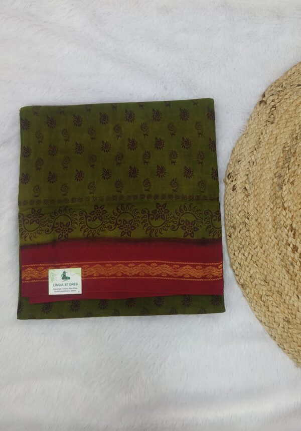 DarkOliveGreen- Pure cotton sarees