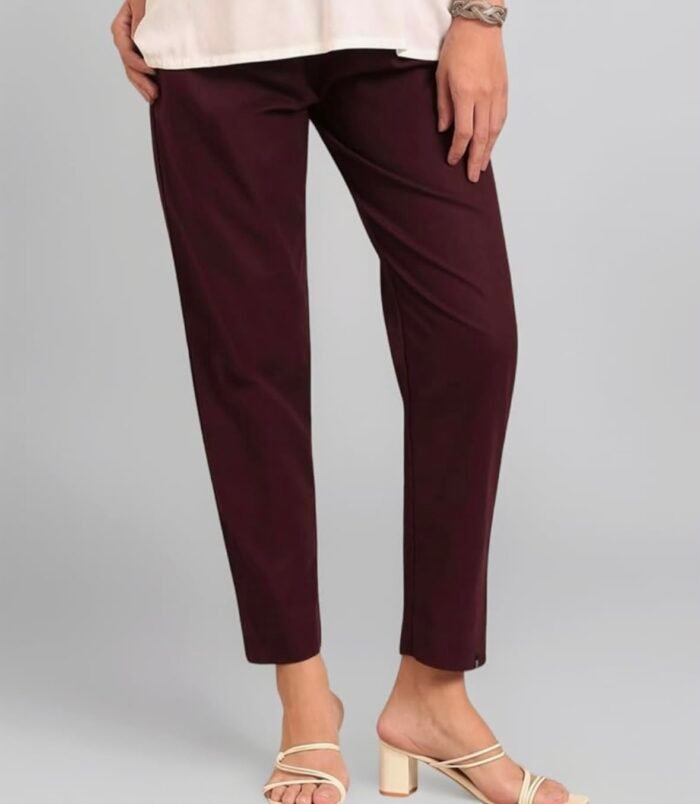 TWIN BIRDS – COTTON STRAIGHT PANT-Wine