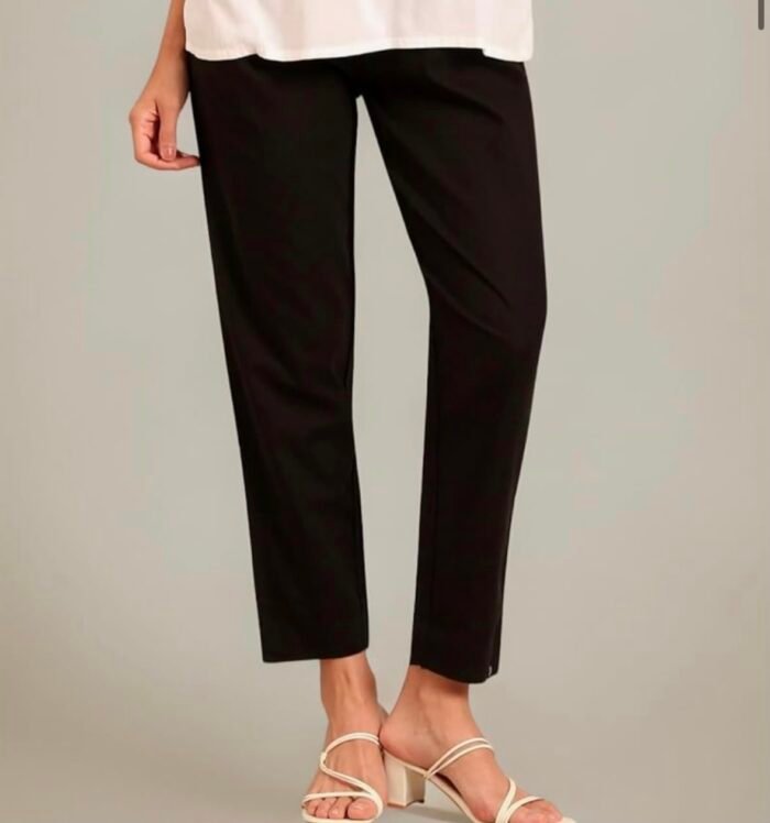 TWIN BIRDS – COTTON STRAIGHT PANT-Black