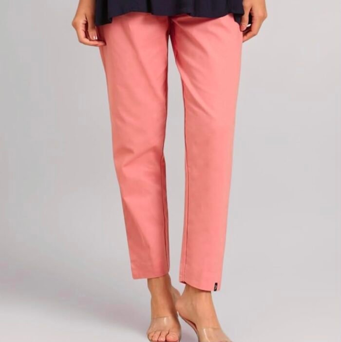 TWIN BIRDS – COTTON STRAIGHT PANT-Pastel pink