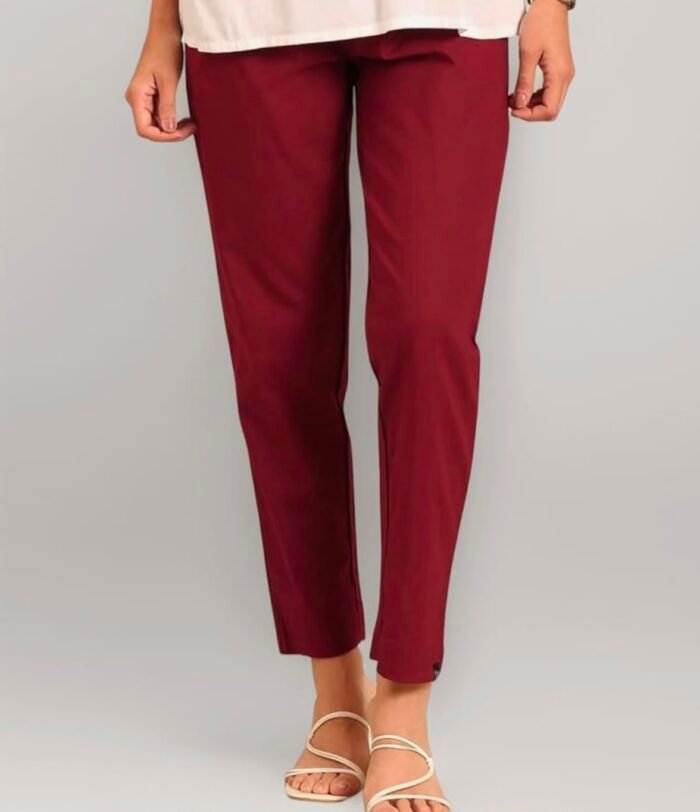 TWIN BIRDS – COTTON STRAIGHT PANT-Maroon
