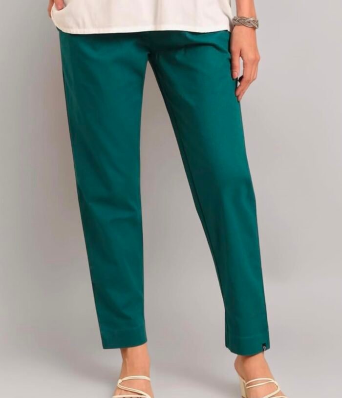 TWIN BIRDS – COTTON STRAIGHT PANT-Teal is a rich blue green color